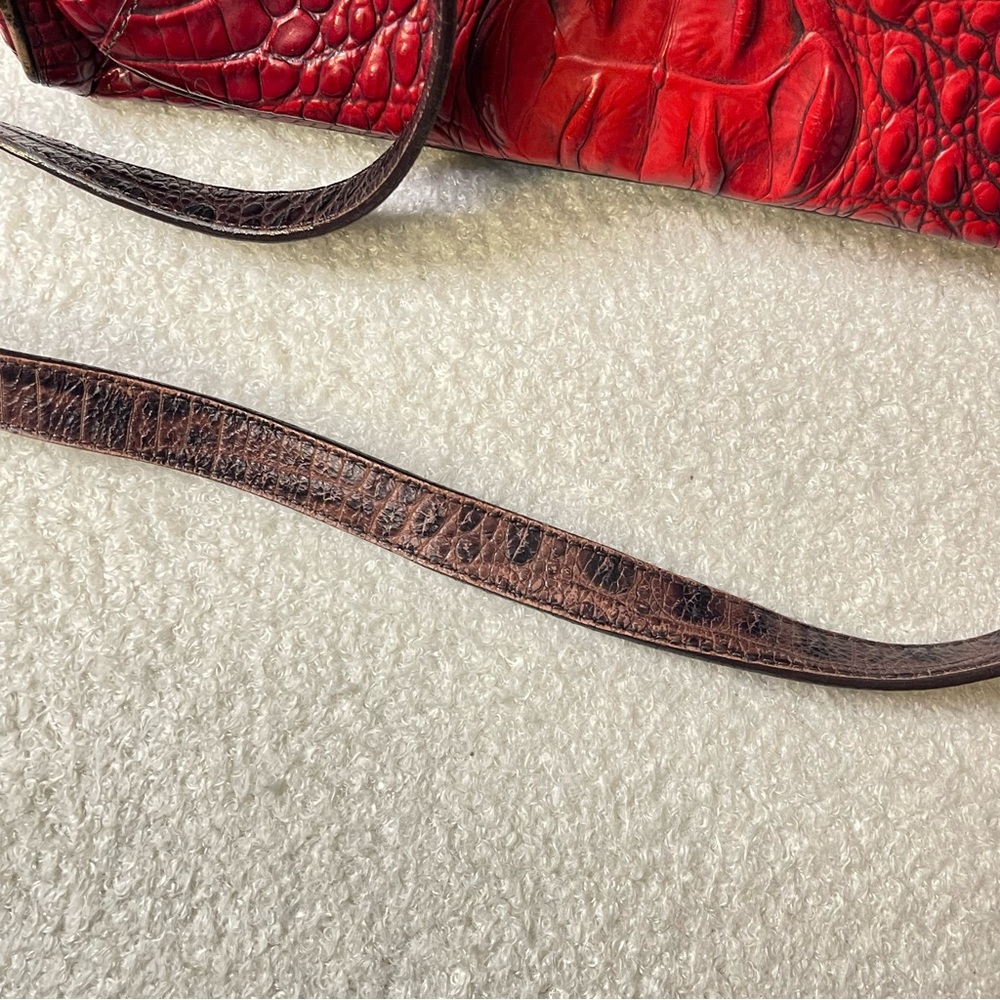 Brahmin Red and Brown Embossed Croc Crossbody Bag - Picture 4 of 7